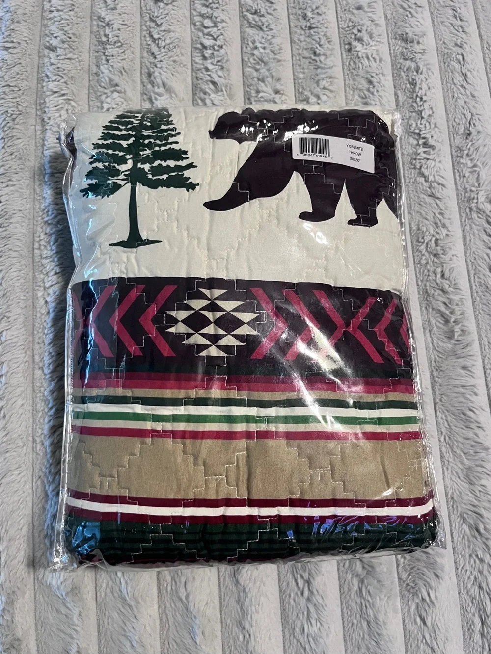 Rustic Lodge Bear and Deer Quilted Throw Blanket (50